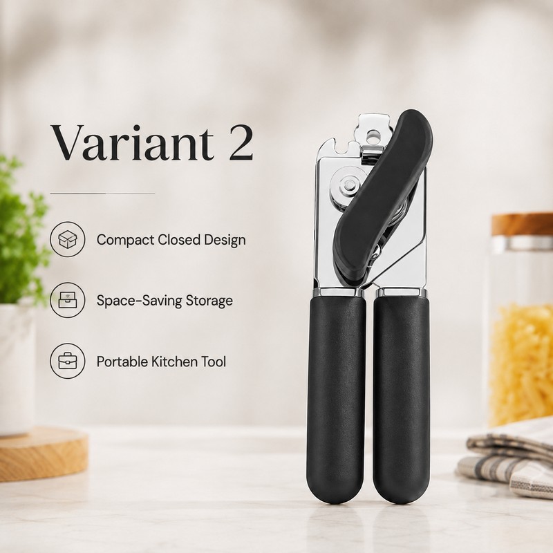 Stainless Steel Manual Can Opener with Ergonomic Non-Slip Handles, Multifunctional