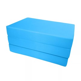 Danfuton Twin Turquoise Trifold Foam Bed, Shikibuton, Folding Ottoman Mat 6 x 39 x 75