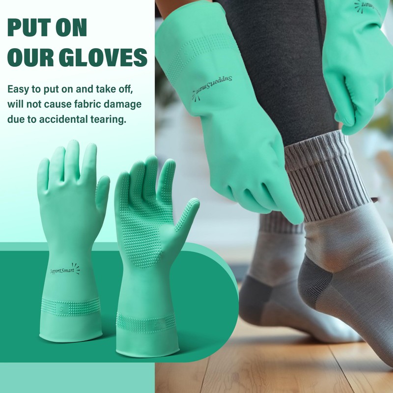 SUPPORTSMART Donning Gloves for Compression Stockings - Enhanced Grip, Tear-Resistant,