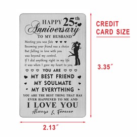 HYHYDHP 25th Anniversary Card Gifts for Husband - Happy 25 Year Anniversary Card for Him Men