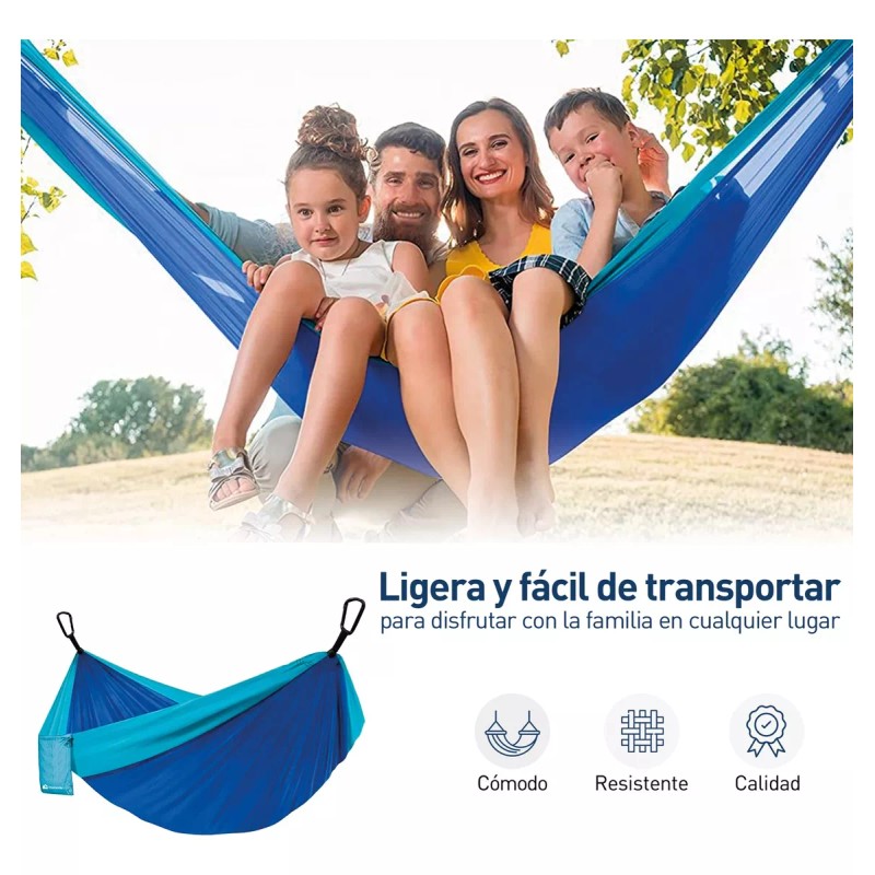 Bluelander Hamaca Camping Portátil Azul + Kit De Instalación