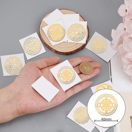 OLYCRAFT 9Pcs Sacred Geometry Stickers Decals Orgone Gold Metal Stickers Energy Tower Material for DIY Scrapbooks, Resin Crafts Phone and Water Bottle Decorations