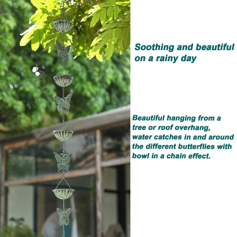 Retrome 8.5 Ft Rain Chain for Gutters Downspouts, Cups with