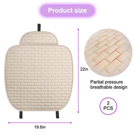 Mandark Car Front Bottom Seat Cover, 2PCS Anti Slip Comfortable Vehicle Front Cushion Protector with Storage Pocket, Breathable Linen Frontseat Pad Mat, Universal Automotive Accessories (Beige)