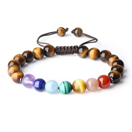 COAI 7 Chakra Balancing Bracelet Stone Beaded Bracelet, Tiger Eye Bracelet