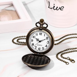 JewelryWe Father's Day Gift Pocket Watch Men's Retro Royal Flush / Compass / Flowers / Bell / Motorcycle Chain Watch Analogue Quartz Watch Pendant with Necklace Chain Bronze Gift for Men, 9-schwalben