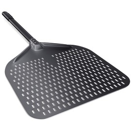 NUTUNI Perforated Pizza Peel, 14" x 16" Professional Anodized Aluminum Pizza Turning Peel, Commercial Pizza Paddle, 34 Inch Overall