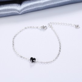 Bo&Pao Women's Heart Bracelet with Zirconia in Sterling Silver 925, Bracelet Girls with Heart Shape Stone, 21 cm, Adjustable, Sterling Silver, Cubic Zirconia