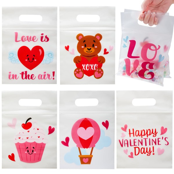 JOYIN 36 bolsas de regalo de celofán para el día de San Valentín con etiqueta de regalo, bolsa de dulces con 6 diseños temáticos de San Valentín para recuerdos de fiesta de niños, premios de intercambio de aula, bolsa de regalo de San Valentín