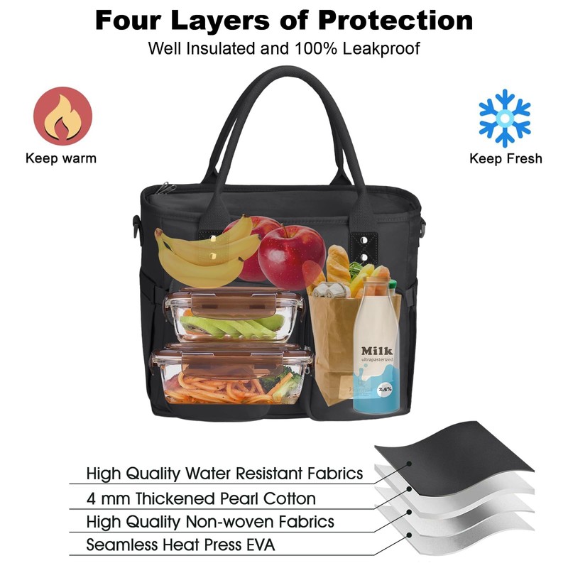Hafmall Large Insulated Lunch Bag for Women Men, Leakproof Lunch