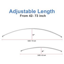 TENOVEL Curved Shower Curtain Rod, Round 42-73 Inches Shower Rods for Bathroom Adjustable, Rounded Bowed Stainless Steel Shower Rods Customized for Bathtub, Stall, Chrome, Need to Drill