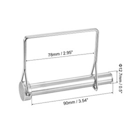 sourcing map 1Pcs Coupler Pin, 0.5"ID 3.54"L 316 Stainless Steel Square Trailer Pin Shaft Locking Pin for Farm Trailers Lawn Garden, Silver