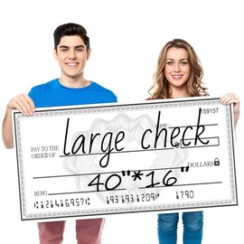 Giant 40" x 16" Dry Erase Check Poster | Reusable Fundraiser Prop for Donations, Awards, Social Media Photos
