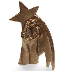 Schöne Weihnachtskrippe Gold Deko aus massiver Bronze 7 x 9,2 x 2,5 cm Heilige Familie als besonderes kleines Geschenk zu Weihnachten x cm