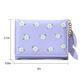 AOVINBID Women Girls Wallet Fashion Cute Tri-folded Wallet Slim Short Wallet Small Wallet Cash Pocket Card Holder ID Window Purse for Women (PURPLE)