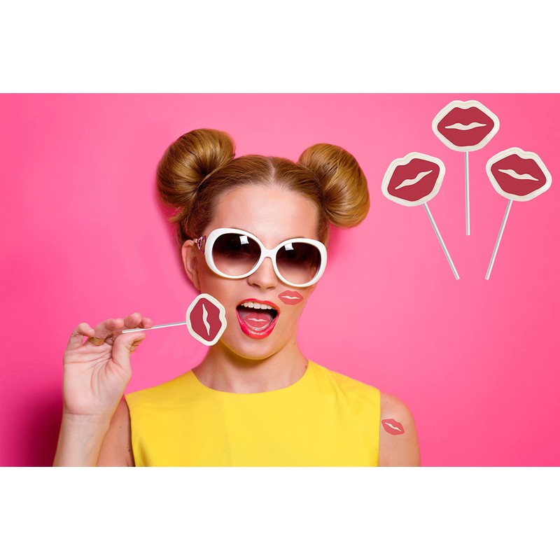 Fruidles Valentine's Red Lips Tattoo Lollipop Sucker, 2 Pounds, White