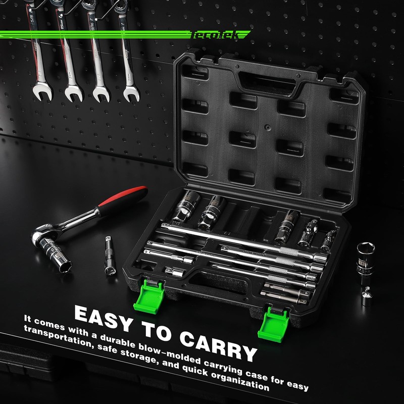 TecoTek 17-Pieces Drive Tool Accessory Set, Spark Plug Socket Set,