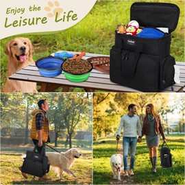Dog Travel Bag Airline Approved–Pet Travel Tote with Collapsible Bowls,Food Containers & Feeding Mat–Multi-Pocket Organizer for Dogs & Cats, Durable & Water-Resistant for Hiking,Trips,Outdoors