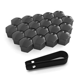 Rebvugr 20PCS Lug Nut Covers, Bolt Covers Caps, 19mm Hexagonal Nut Covers with Removal Tool, Plastic Wheel Bolt Dust Caps Covers Auto Accessories Universal for Most Car Lug Nut Caps (Gray, 19mm)