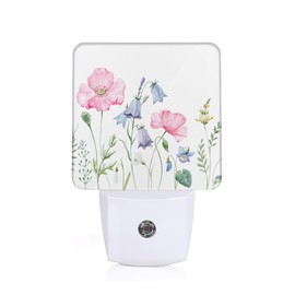 YASHILAIYA Poppy Flower Night Light,Vintage Pink Poppy Flower Night Lights Plug into Wall with Dusk to Dawn Light Sensors Nightlights for Bedroom Kitchen Gifts Ideal for Girls Women