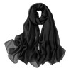 black silk scarf for women-ladies spring fall summer long 100%