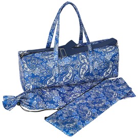 GUSTARIA Empty Mahjong Game Set Bag, Blue Printed American Mahjongg Bag, with Protective Sleeve for Mahjong Racks and Pushers and Mahjong Tiles Bag (Case Only)