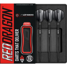 RED DRAGON Razor Edge Black 23g Tungsten Darts with Flights and Stems