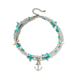 Starain Beaded Anklets for Women Boho Multilayer Beads Anklet Handmade Beach Anchor Ankle Bracelet Set