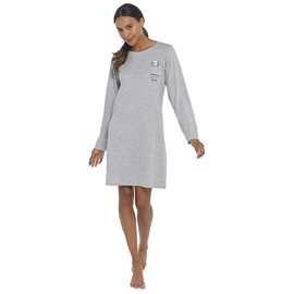 Thingimijigs Ladies Cotton Nightie Dalmatian Design Grey Long Sleeved Soft Jersey Nightdress - Look for the Good Spots in Life - UK 16-18