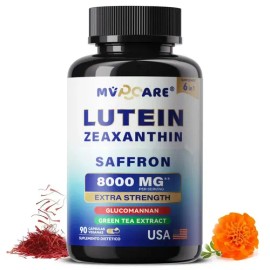 Suplemento De Azafrán Orgánico 6 En 1, Máx 8000 Mg Extracto De Saffron Feliz Para Aumentar La Energía Y El Estado De Ánimo,apoyar La Salud Ocular,90 Cápsulas Mvpcare