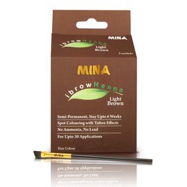 MINA ibrow Professional Hair Color Kit Regular Pack with Brush, Covers Gray Hair, Stays up to 6 Weeks-(30 applications)(Light Brown)