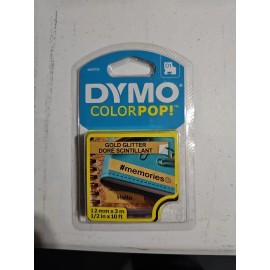 Dymo Color Pop Labeling Tape Black  On Gold Glitter 12mm New In pack 2056733