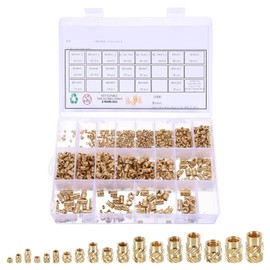 sourcing map 1000pcs M2 M2.5 M3 M4 M5 M6 Metric Threaded Inserts Brass Heat Set Insert Knurled Nuts Assortment Kit, 3D Printing Brass Nuts Female Threaded Inserts Nuts with Heat Set Insert Tips