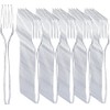 100 Count Extra Heavy Duty Disposable Clear Plastic Forks,BPA-Free,Heat Resistant,Premium