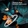 QKABTI Butterfly Cuff Bracelet for Women 925 Sterling Silver Abalone