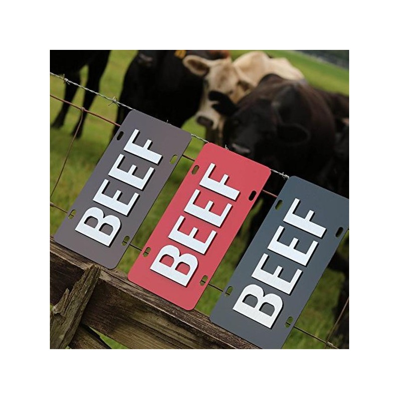 Beef License Plate Brushed Aluminum 2-D Farmer Heavy Duty -