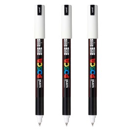 posca PC-1MR Water-Based Paint Markers, Extra Fine Tip (0.7mm), White, 3 Count