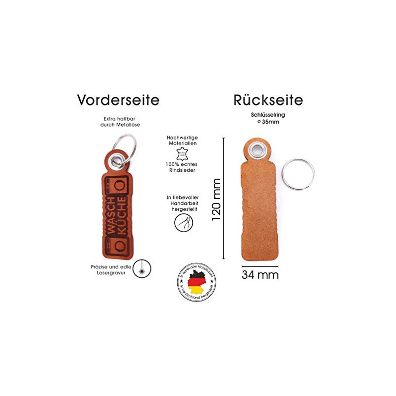 Samunshi® Leather Keyring with Engraving with Lettering Motifs Gifts Made