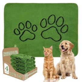 Homimp Washable Pee Pads for Dogs, 4 Pack Super Absorbent Reusable Puppy Pads, Green Long Wool Fake Grass for Potty Training, Upgrade Non-Slip and Leak-Proof,Floor, Couch, Bed, and Crate,Green 30"×34"