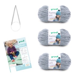 Gründl Funny Wool Complete Knitting Set, Polyester Wool, Light grey, 29 x 19 x 8 cm