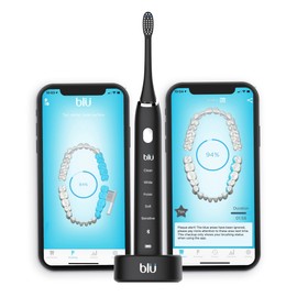 Blu Smart Electric Toothbrush, Sonic Power Toothbrush with Interactive Live Tracking App for Adults (Black)