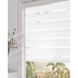 Persilux Custom Zebra Blinds for Windows Light Filtering Roller Shades for Day and Night, Inside or Outside Mount White