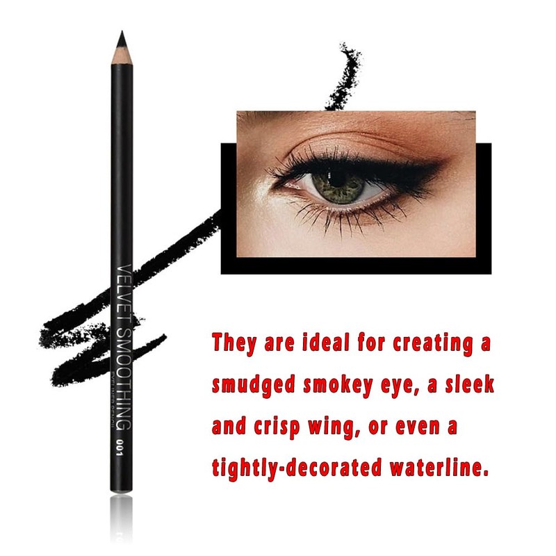 Black Eyeliner Pencil Set - 12 PCs Matte Silky Formulas