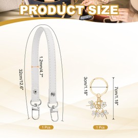 PATIKIL Leather Purse Handle Strap, 13 Inch Leather Purse Strap Replacement DIY Women Clutch Bag Handbag Top Handle Strap Repair Accessories with Dragonfly Keychain, White