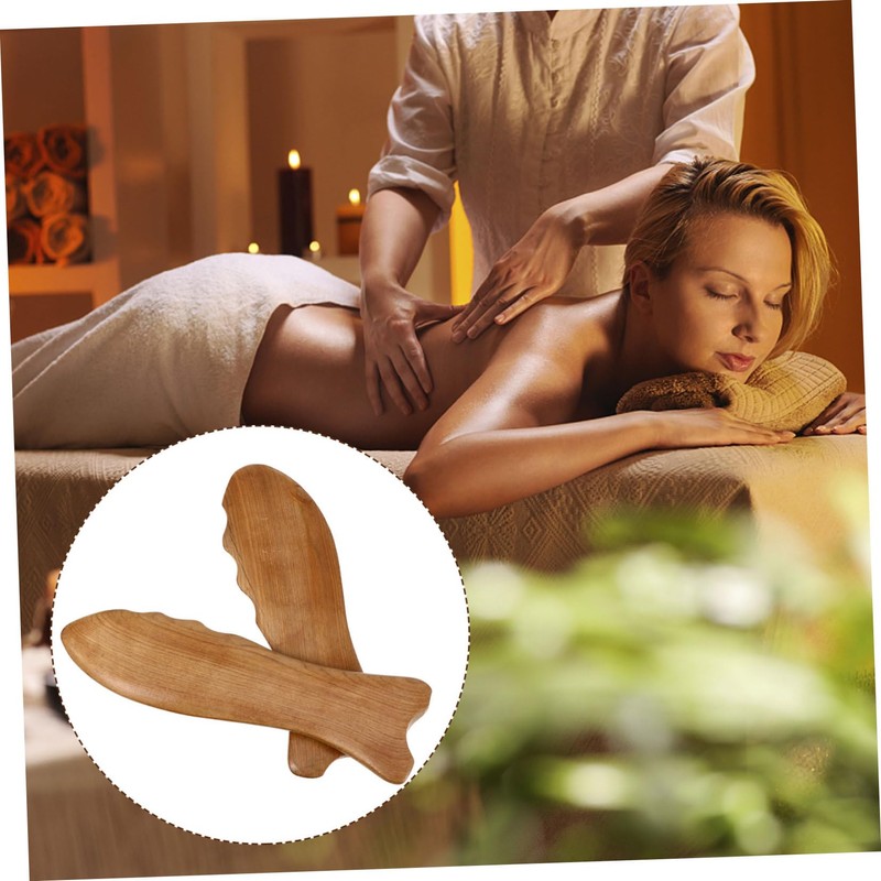 LALAFINA 2pcs Wooden Scraping Board Sanitary Massage Tool for Face