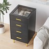 Semiocthome Black Chest of 4 Drawers with Tempered Glass Top