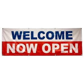 4 Less Co 2x6 Feet WELCOME NOW OPEN Banner Store Sign Fabric Polyester wrb
