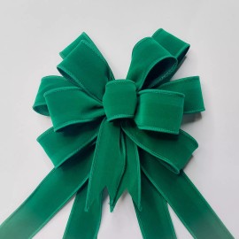 Handmade Emerald Green Velvet Bow, Size Small