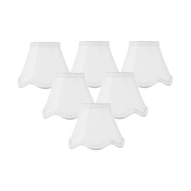 Set of 6 Down White Scallop Stretch Clip-on Candelabra Lampshade 2.5x5x4