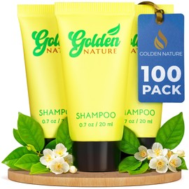 Golden Nature - Travel Size Hotel Shampoo in Bulk - Jasmine, 0.7 fl oz, 100 PK - Delight Your Guests with Soothing & Refreshing Shampoo - Small Size Toiletries for Airbnb, Motels & Guest Rooms